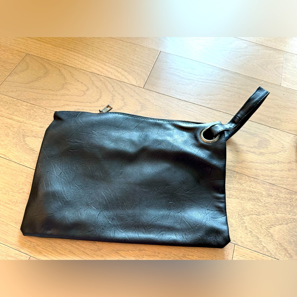 Black clutch wristlet, larger in size